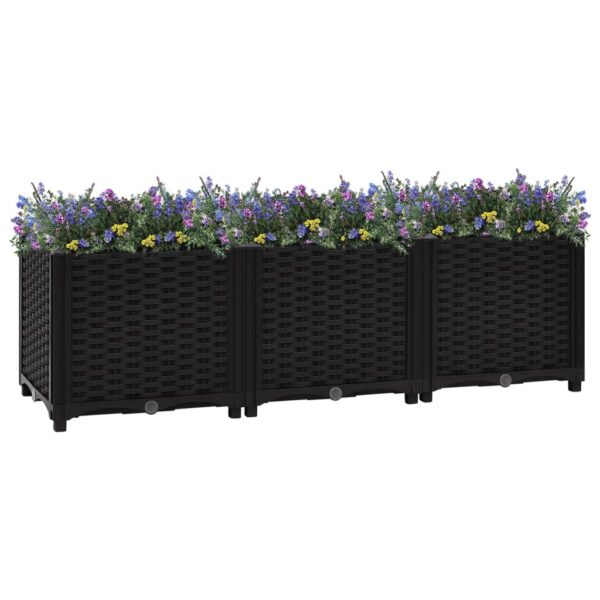 Black Raised Garden Bed Polypropylene Large Outdoor Planter for Flowers Herbs