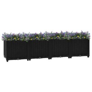 Black Raised Garden Bed Polypropylene Large Outdoor Planter for Flowers Herbs Vegetables