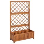 Solid Acacia Wood Raised Bed with Trellis for Outdoor Garden Patio Backyard Weather Resistant