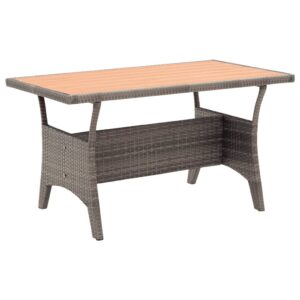 Stylish Grey Garden Table Poly Rattan Outdoor Dining Patio Furniture Weather-Resistant Easy Clean