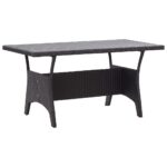 Stylish Black Garden Table in Poly Rattan with Powder-Coated Steel Frame  Weather-Resistant and Easy to Clean