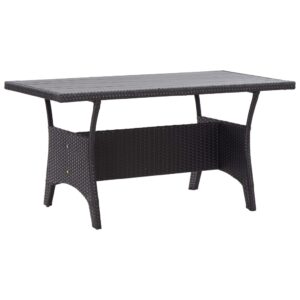 Stylish Black Garden Table in Poly Rattan with Powder-Coated Steel Frame  Weather-Resistant and Easy to Clean