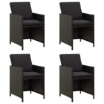 Modern Outdoor Garden Chair Set with Cushions  Poly Rattan  Weather-Resistant  Comfortable  Black