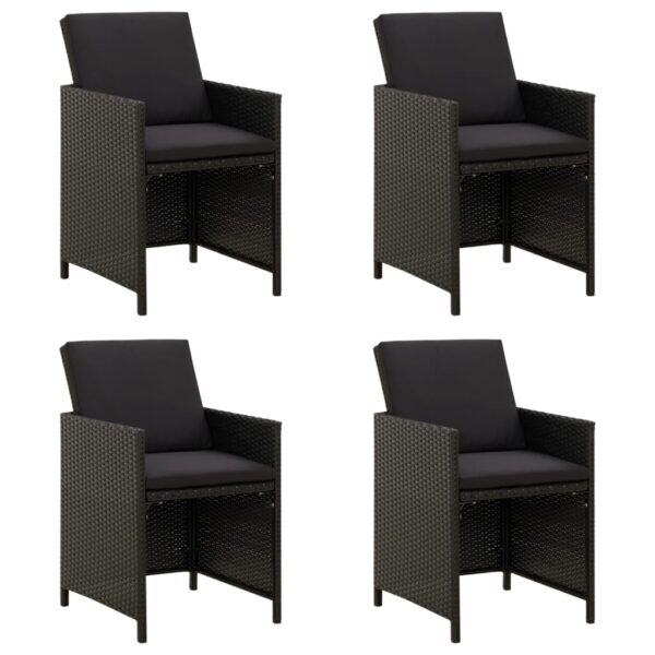 Modern Outdoor Garden Chair Set with Cushions  Poly Rattan  Weather-Resistant  Comfortable  Black