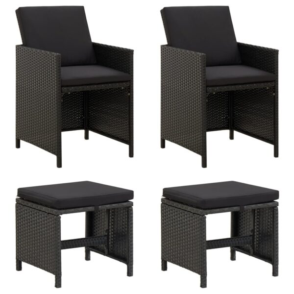 Stylish Black Poly Rattan Garden Chair and Stool Set - Weather Resistant  Comfortable  Durable