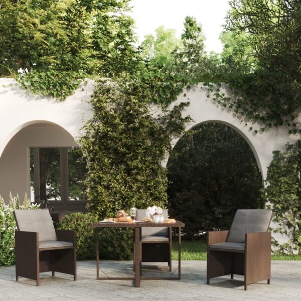 Stylish Garden Table in Brown  Poly Rattan and Glass  Weather-Resistant and Easy to Clean