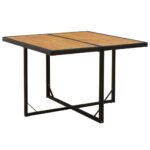 Stylish Black Garden Table in Poly Rattan and Solid Acacia Wood - Weather Resistant and Easy to Clean