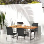 Set of 4 Black Textilene Garden Chairs - Steel Frame  Weather-Resistant  Lightweight  Comfortable