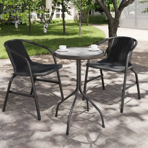 Stylish Anthracite Garden Table  Steel and Glass  Outdoor Patio Furniture  Durable and Modern