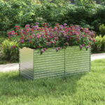 Large Galvanized Steel Garden Raised Bed for Outdoor Use  Silver  Weather Resistant