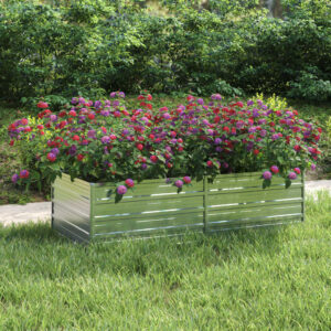 Large Silver Galvanized Steel Garden Raised Bed for Outdoor Planting  Easy Assembly