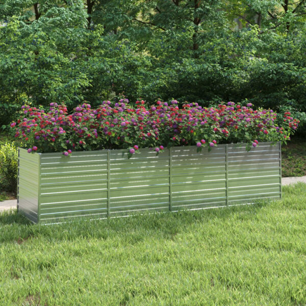 Large Galvanized Steel Garden Raised Bed for Outdoor Use  Silver  Weather Resistant  DIY Friendly