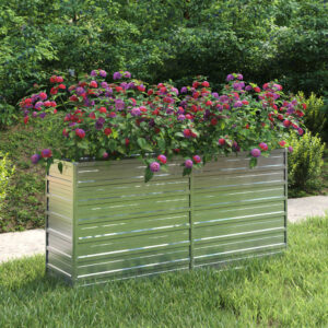 Large Silver Galvanized Steel Garden Raised Bed for Outdoor Planting  Easy Assembly