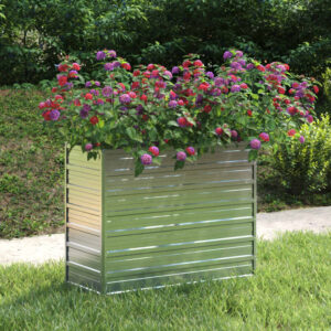 High-Quality Galvanized Steel Garden Raised Bed  Silver  Large  Weather Resistant  Outdoor Use