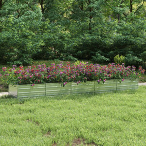 Large Silver Galvanized Steel Garden Raised Bed for Outdoor Planting  Easy Assembly