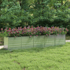 Large Galvanized Steel Garden Raised Bed for Outdoor Use  Silver  Deep and Wide