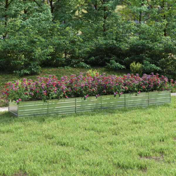 Large Galvanized Steel Garden Raised Bed for Outdoor Use  Silver  Weather Resistant