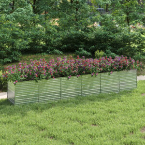 Large Galvanized Steel Garden Raised Bed for Outdoor Use  Silver  Weather Resistant