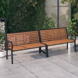 Stylish Twin Garden Bench  Long-Lasting Steel and WPC  Ideal for Outdoor Spaces  Easy Assembly