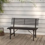 Stylish Black Garden Bench  Powder-Coated Steel  Weather-Resistant  Durable  Slatted Backrest  Outdoor Furniture