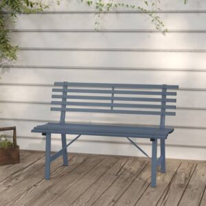 Stylish Grey Garden Bench  Powder-Coated Steel  Weather-Resistant  Slatted Backrest  Outdoor Furniture