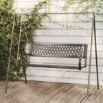 Black Garden Swing Bench in Steel and Plastic  Weather-Resistant  Outdoor Patio Furniture