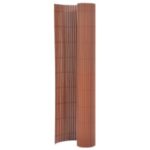 Double-Sided Garden Fence PVC Material 90x400 cm Brown - UV and Weather Resistant  Easy to Adjust