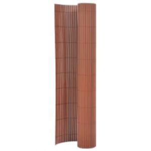 Double-Sided PVC Garden Fence Brown - UV Weather Resistant  Adjustable Length  Ideal for Outdoor Privacy and Decor