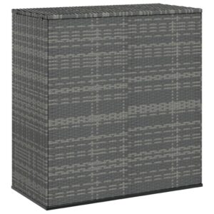 Grey PE Rattan Garden Cushion Storage Box with Gas Lift Mechanism and Inner Bag