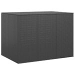 Black PE Rattan Garden Cushion Storage Box with Inner Bag and Gas Lift Mechanism