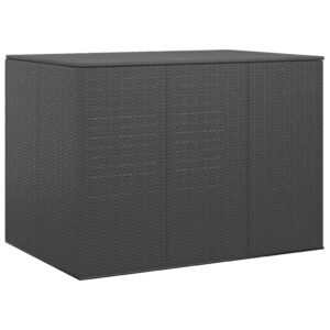 Black PE Rattan Garden Cushion Storage Box with Inner Bag and Gas Lift Mechanism