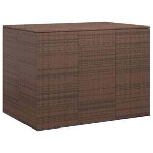 Large Brown PE Rattan Garden Cushion Storage Box with Inner Bag and Gas Lift Mechanism