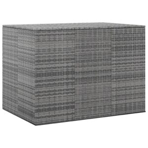 Grey PE Rattan Garden Cushion Storage Box with Gas Lift Mechanism and Inner Bag