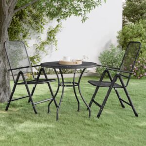 Stylish Anthracite Garden Table Expanded Metal Mesh Ø80x72 cm - Durable Outdoor Patio Furniture