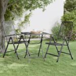 Stylish Anthracite Garden Table  Expanded Metal Mesh  Sturdy Iron Frame  Outdoor Patio Furniture