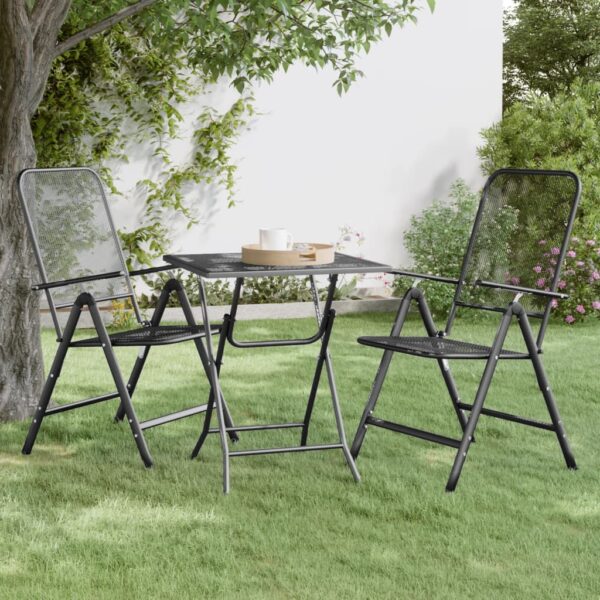 Stylish Anthracite Garden Table  Expanded Metal Mesh  Sturdy Iron Frame  Outdoor Patio Furniture