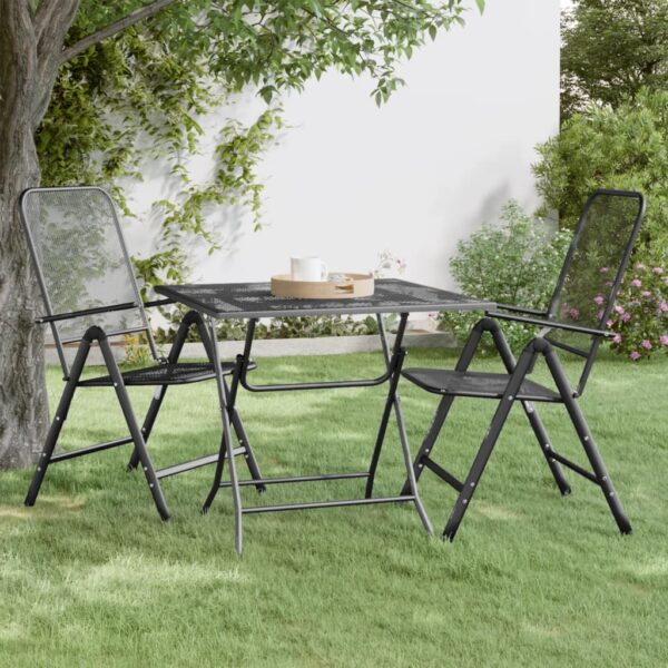 Stylish Anthracite Garden Table  Expanded Metal Mesh  Sturdy Iron Frame  Outdoor Patio Furniture