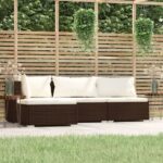 Stylish Brown Garden Lounge Set with Cushions - Poly Rattan  Waterproof  Durable  Comfortable