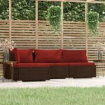 Stylish Brown Garden Lounge Set with Cushions - Poly Rattan Outdoor Furniture - Comfortable and Durable