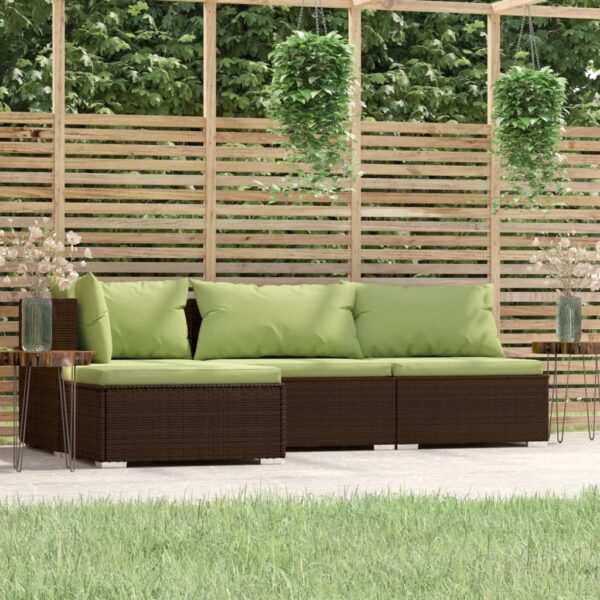 Stylish Brown Garden Lounge Set with Cushions  Poly Rattan  Comfortable Outdoor Seating