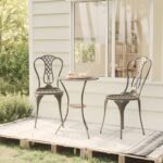 3 Piece Bistro Set Cast Aluminium Bronze - Weather-Resistant  Luxurious Garden Patio Furniture