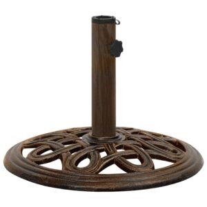 Bronze Cast Iron Umbrella Base  Sturdy and Durable  Floral Pattern  Suitable for Various Pole Sizes