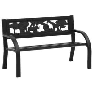 Children's Decorative Garden Bench in Black Steel  Comfortable and Sturdy  Perfect for Outdoor Use