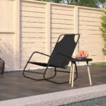 Black Rocking Sun Lounger  Breathable Textilene  Powder-Coated Steel  Comfortable Design  Easy to Clean