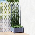 Dark Grey Garden Planter with Trellis  Weather-Resistant Polypropylene  Ideal for Outdoor Use