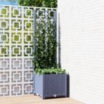 Dark Grey Garden Planter with Trellis  Weather-Resistant PP  Ideal for Outdoor Use  Supports Climbing Plants