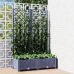 Dark Grey Garden Planter with Trellis  Weather-Resistant PP  Ideal for Outdoor Use