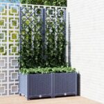 Dark Grey Garden Planter with Trellis  Weather-Resistant PP  Ideal for Outdoor Use