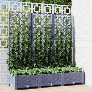 Dark Grey Garden Planter with Trellis  Weather-Resistant PP  Ideal for Outdoor Use