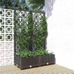 Black Garden Planter with Trellis  Weather-Resistant PP  Ideal for Outdoor Use  Large Capacity